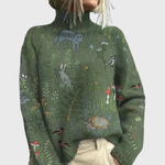 Jacqueline Forest Print Turtleneck Sweater