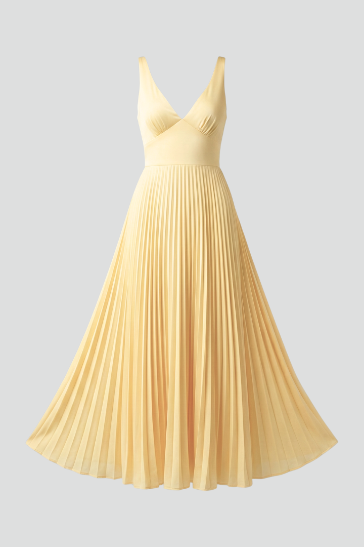 Kerstin V-Neck Pleated Maxi Dress