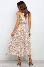 Karin Printed Halter Maxi Dress with Waist Tie