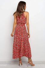 Karin Printed Halter Maxi Dress with Waist Tie