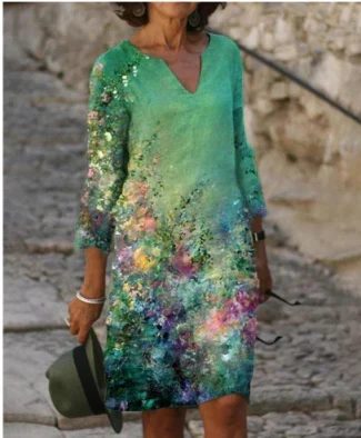 Anja Long Sleeve Abstract Print Shift Dress