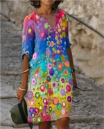 Anja Long Sleeve Abstract Print Shift Dress