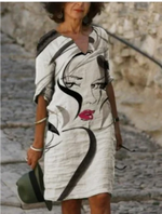 Anja Long Sleeve Abstract Print Shift Dress