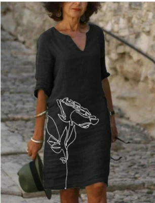 Anja Long Sleeve Abstract Print Shift Dress