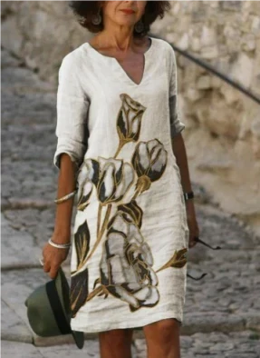 Anja Long Sleeve Abstract Print Shift Dress
