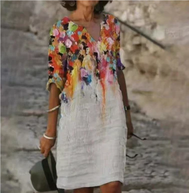 Anja Long Sleeve Abstract Print Shift Dress