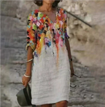 Anja Long Sleeve Abstract Print Shift Dress