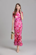 Verena Sheer Maxi Dress with Floral Embroidery
