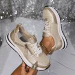 Sienna | Metallic Lace-Up Platform Sneakers