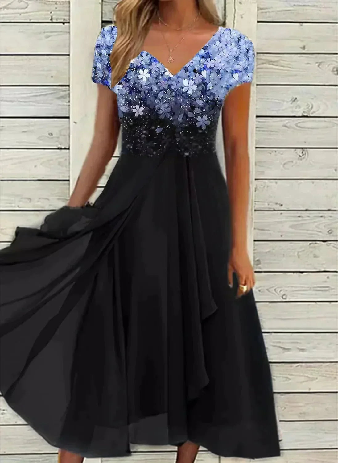Yvonne Flowing Floral Fit-and-Flare Dress