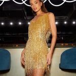 Alina Sparkly Fringe Party Mini Dress