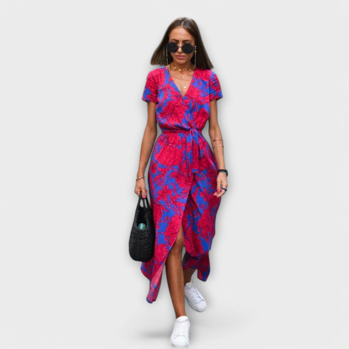 Renate Belted V-Neck Maxi Dress