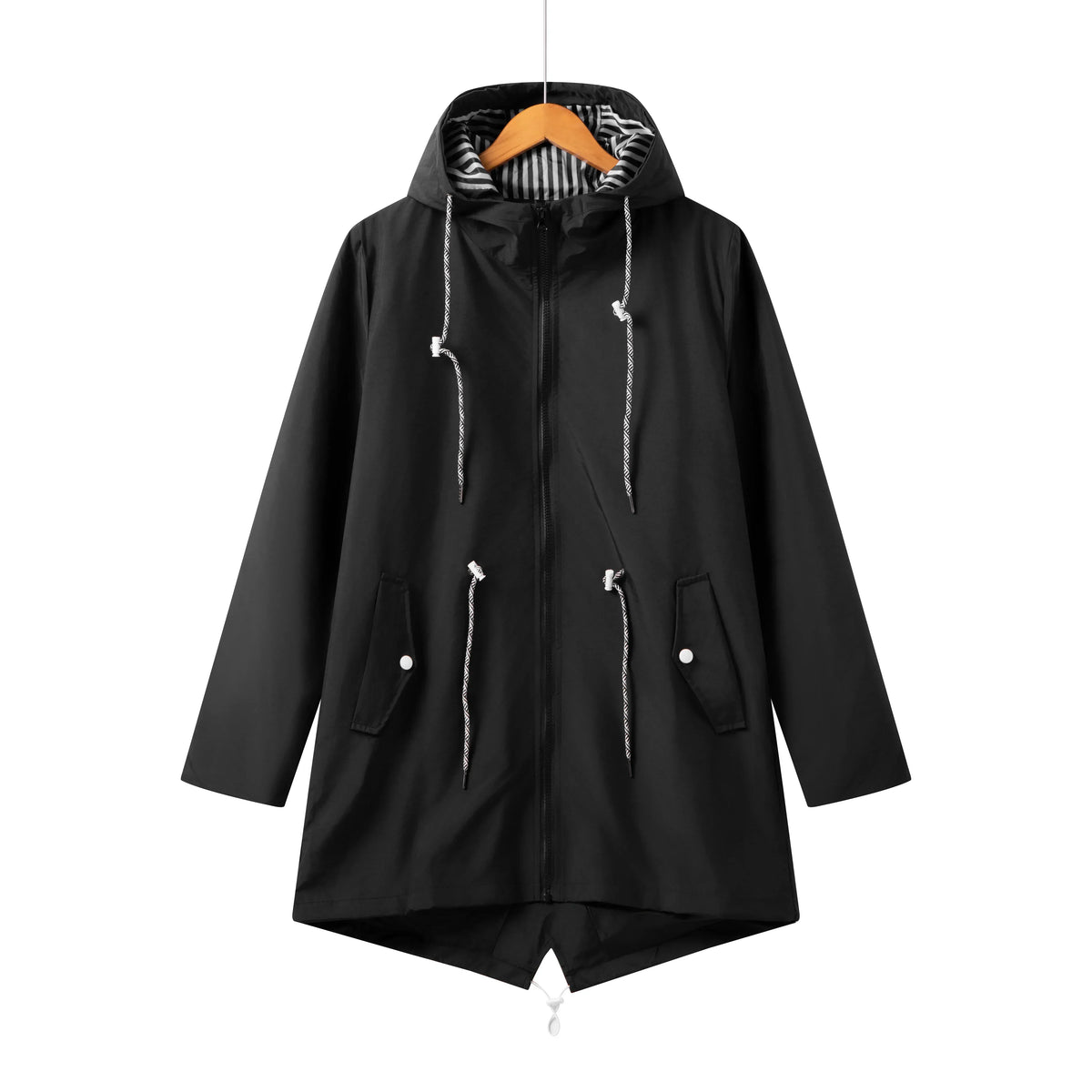 Claudia Casual Hooded Coat with Drawstring and Zip
