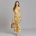 Verena Sheer Maxi Dress with Floral Embroidery