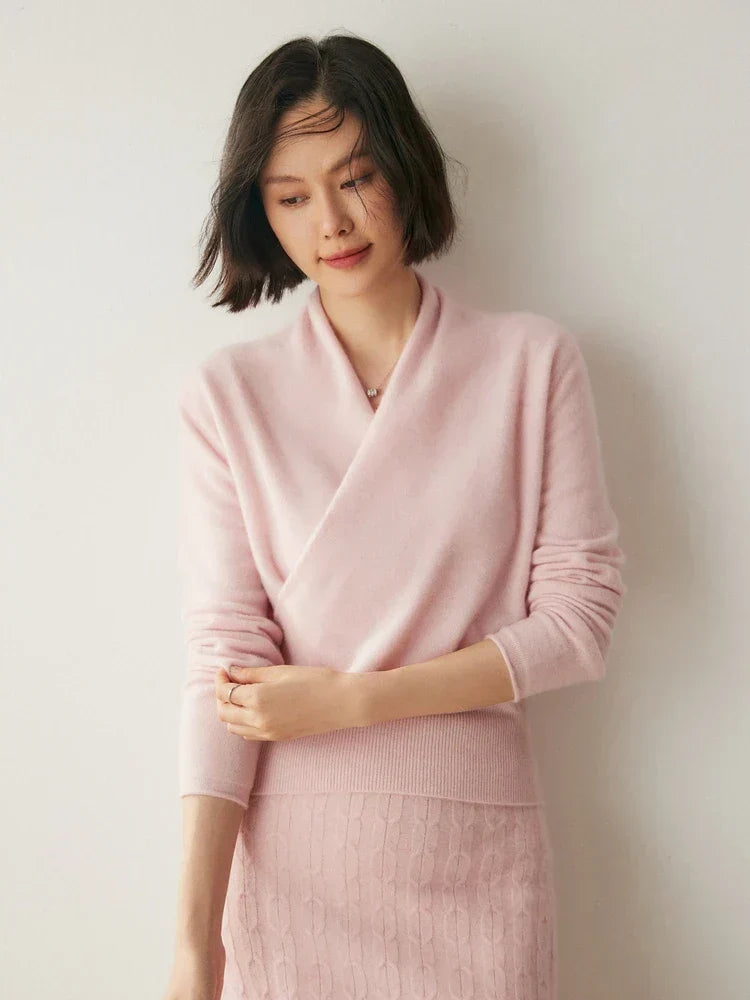 Laura Elegant Wrap-Front Sweater