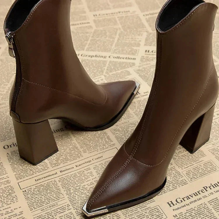 Angela Pointed Toe Heeled Ankle Boots