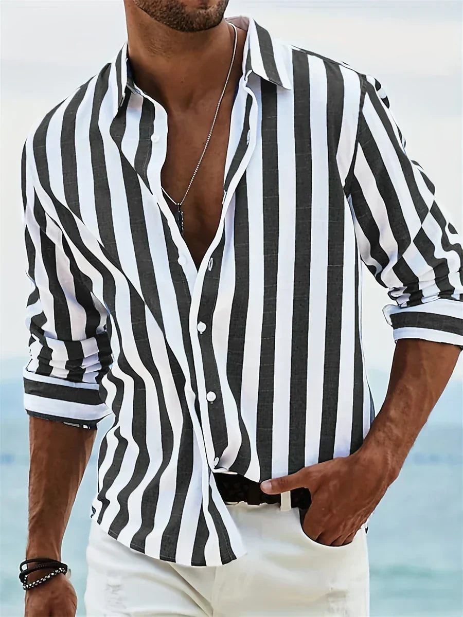 Adrian Striped Button-Down Casual Shirt
