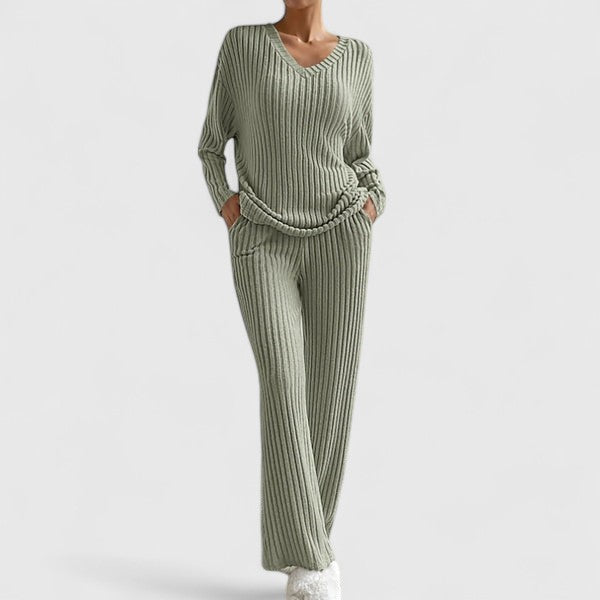 Sabina Ribbed Wide-Leg Lounge Set
