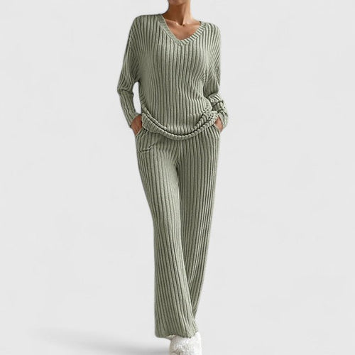 Sabina Ribbed Wide-Leg Lounge Set