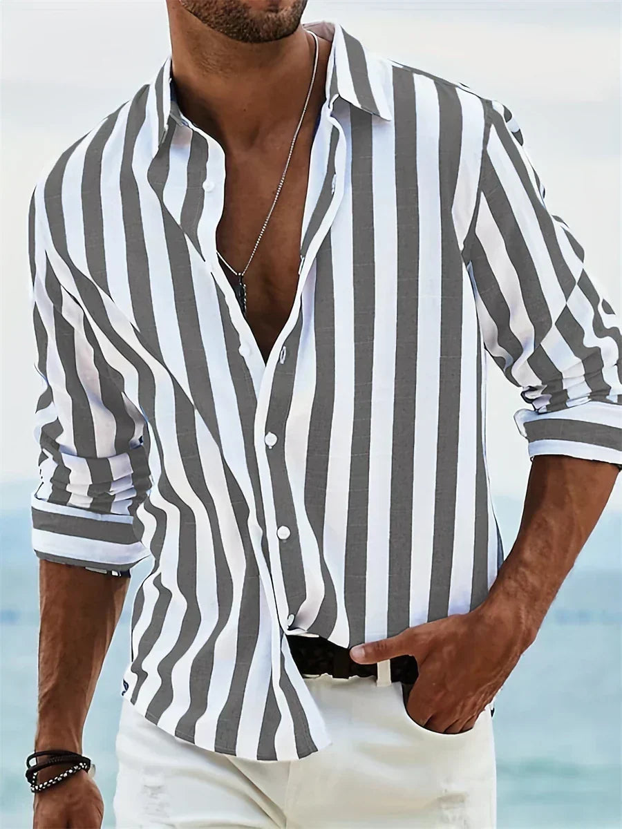 Adrian Striped Button-Down Casual Shirt