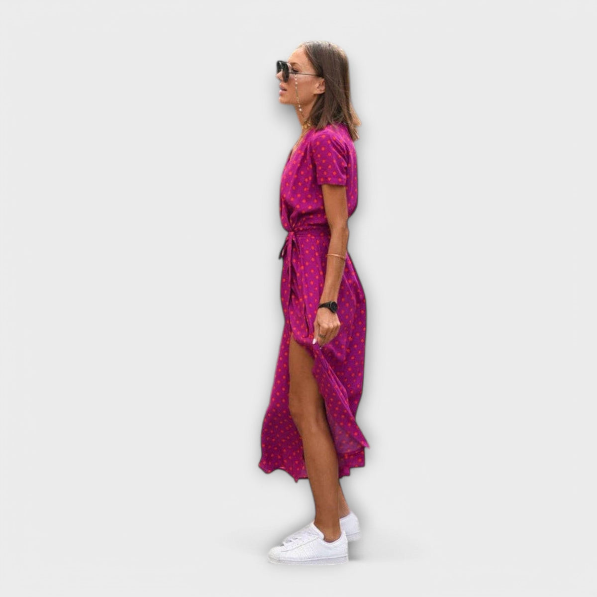Renate Belted V-Neck Maxi Dress