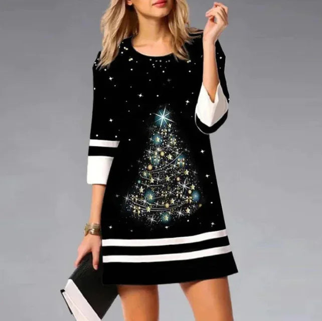 Emma Reindeer Print Christmas Dress