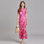 Verena Sheer Maxi Dress with Floral Embroidery
