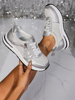 Sienna | Metallic Lace-Up Platform Sneakers