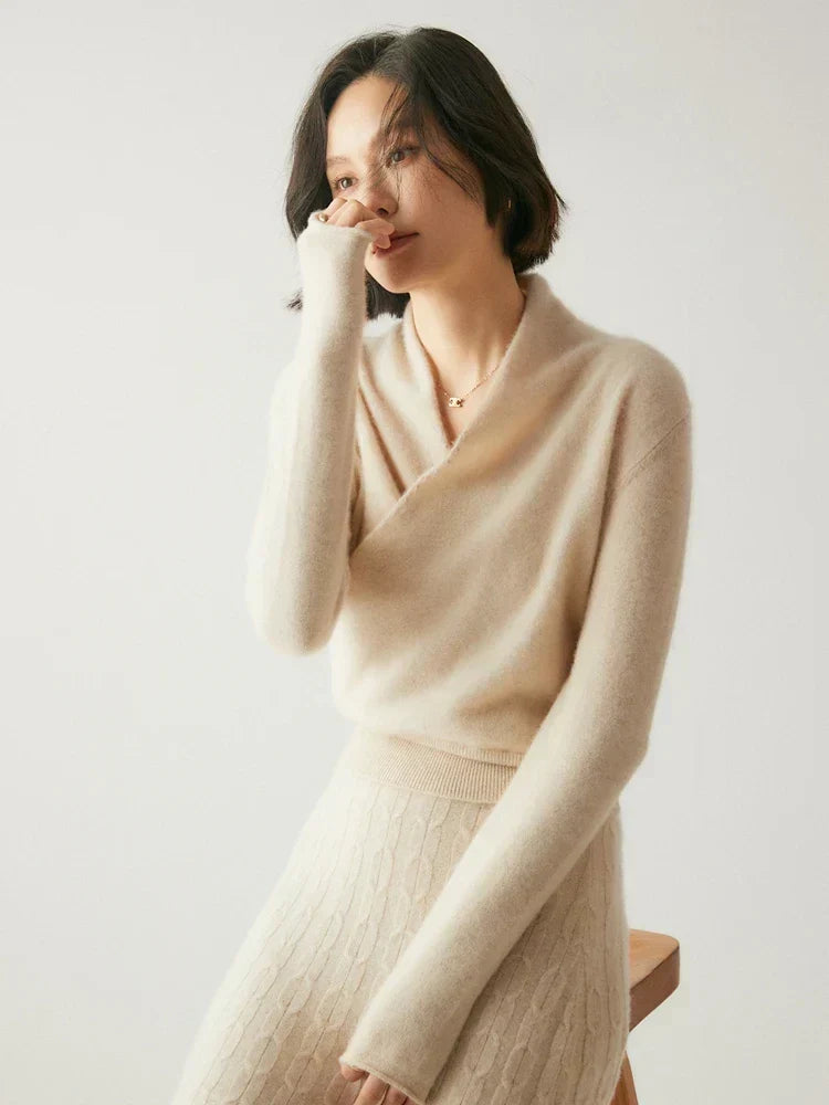 Laura Elegant Wrap-Front Sweater