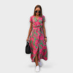 Renate Belted V-Neck Maxi Dress