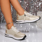 Sienna | Metallic Lace-Up Platform Sneakers