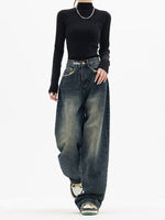 Nadine Wide-Leg Washed Denim Jeans