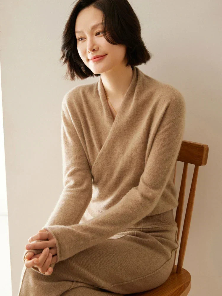 Laura Elegant Wrap-Front Sweater