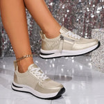 Sienna | Metallic Lace-Up Platform Sneakers
