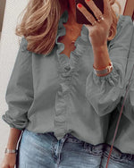 Katharina Ruffle Trim Wrap Blouse