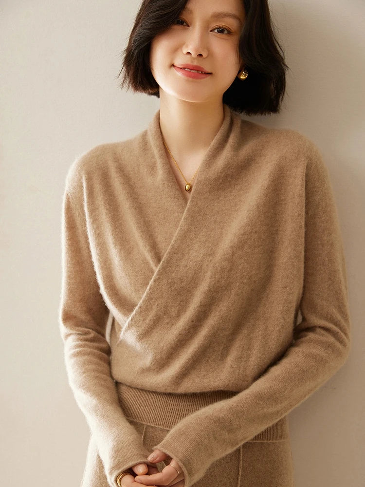 Laura Elegant Wrap-Front Sweater