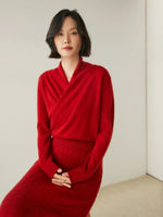 Laura Elegant Wrap-Front Sweater