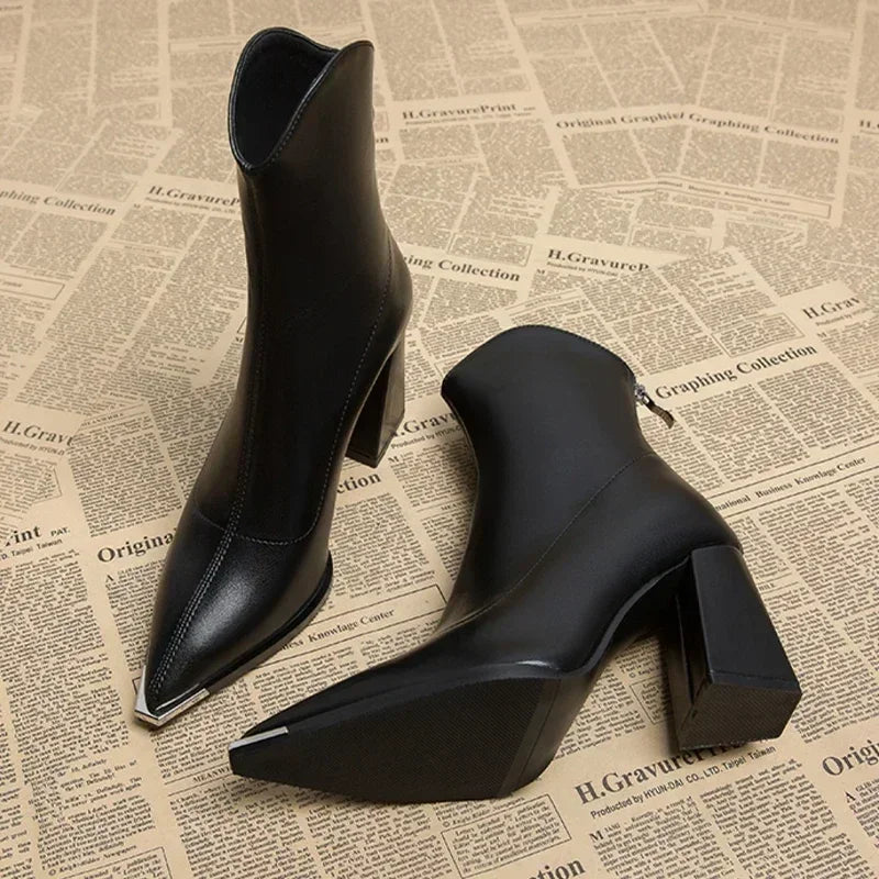 Angela Pointed Toe Heeled Ankle Boots