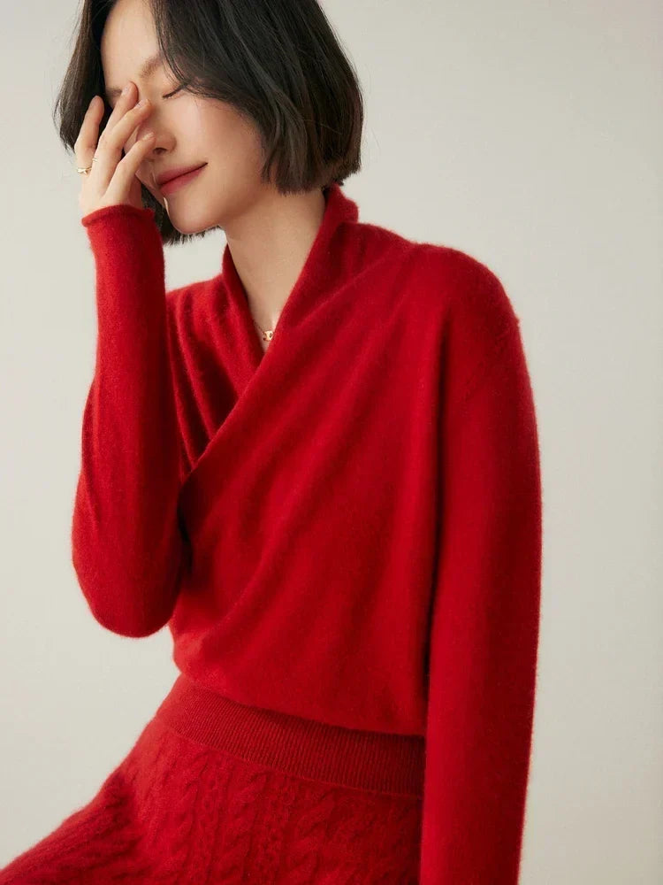 Laura Elegant Wrap-Front Sweater