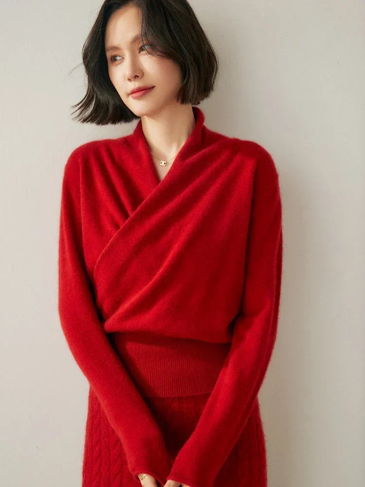 Laura Elegant Wrap-Front Sweater