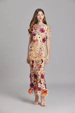 Verena Sheer Maxi Dress with Floral Embroidery