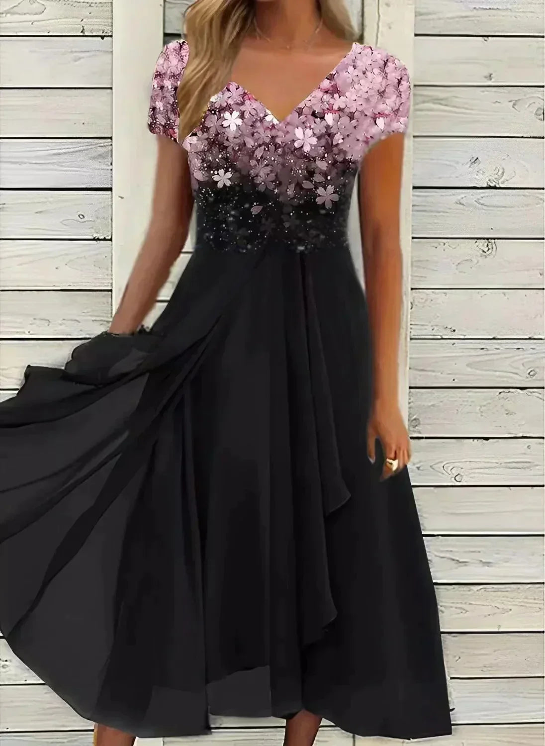 Yvonne Flowing Floral Fit-and-Flare Dress