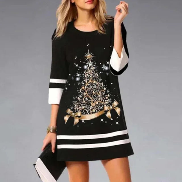 Emma Reindeer Print Christmas Dress