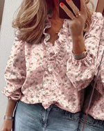 Katharina Ruffle Trim Wrap Blouse