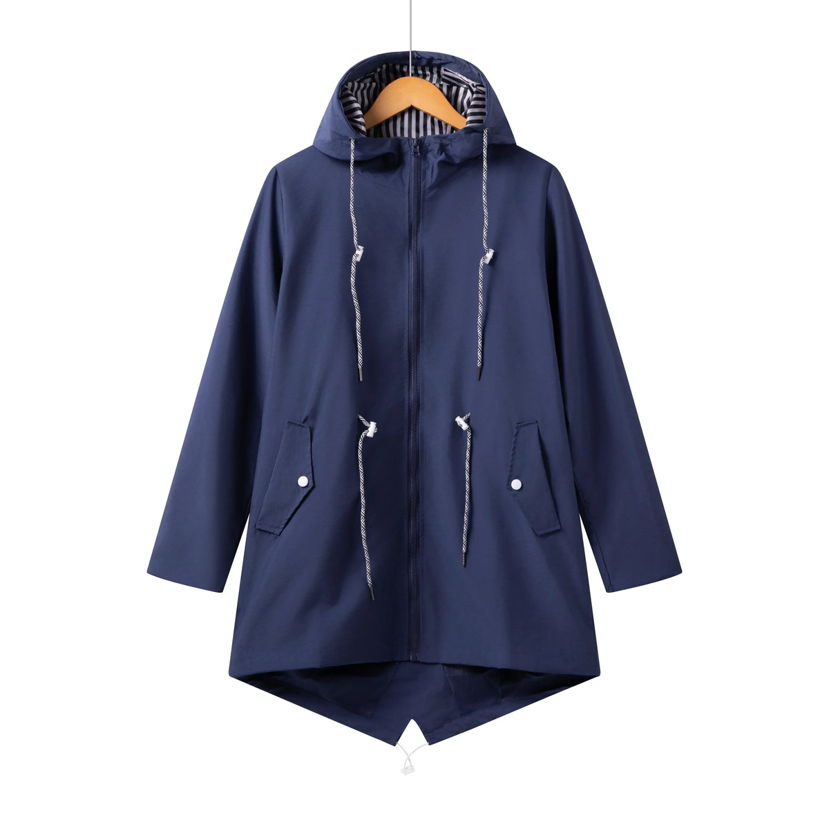 Claudia Casual Hooded Coat with Drawstring and Zip