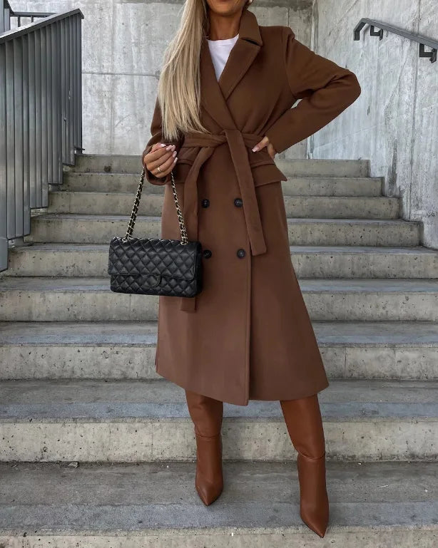 Helene Long Double-Breasted Winter Coat