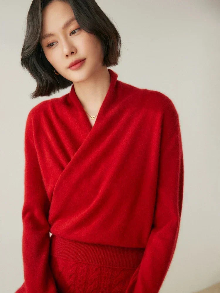 Laura Elegant Wrap-Front Sweater