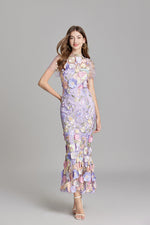 Verena Sheer Maxi Dress with Floral Embroidery