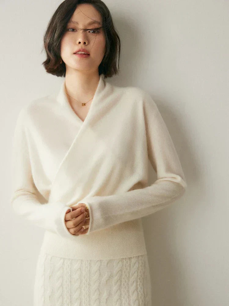 Laura Elegant Wrap-Front Sweater