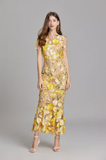 Verena Sheer Maxi Dress with Floral Embroidery